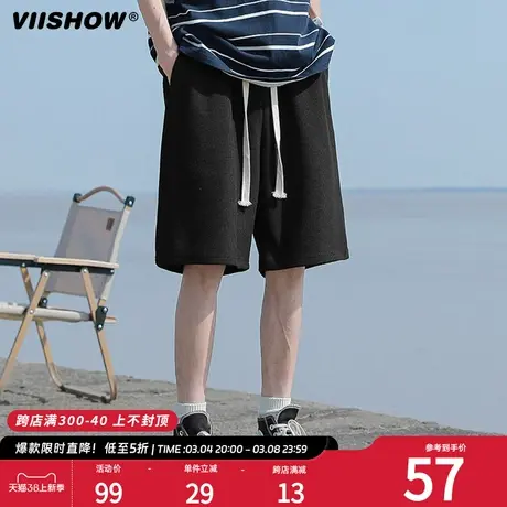 VIISHOW美式vibe高街运动短裤男夏季ins潮牌直筒休闲抽绳五分裤商品大图