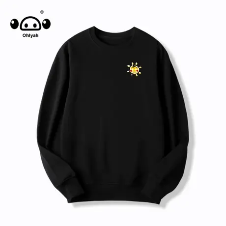 2023秋季简约太阳笑脸印花圆领卫衣男女潮牌ins宽松原宿风情侣装商品大图