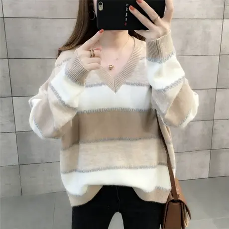 毛衣服2023年新款女装秋冬季秋款秋装V领女士宽松外穿打底衫爆款商品大图