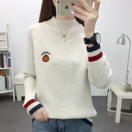 秋冬装2023年半高领加厚毛衣女宽松洋气内搭针织打底衫外穿套头衫商品大图