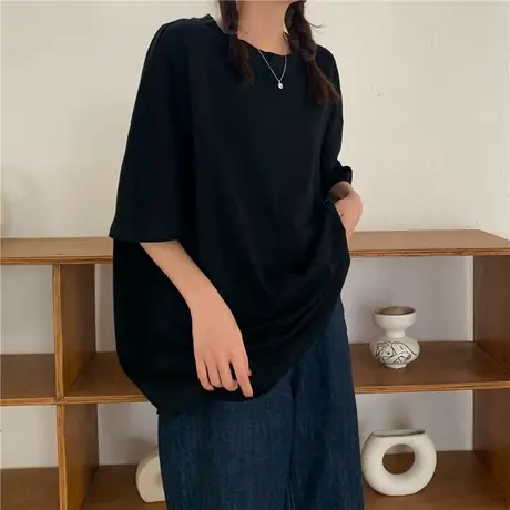 chic港味短袖t恤女夏季设计感小众宽松韩版ins原宿bf慵懒风上衣服图片