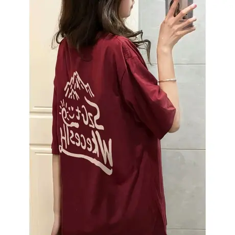 纯棉重磅设计感短袖t恤女夏季2023新款宽松潮牌港味复古chic上衣图片