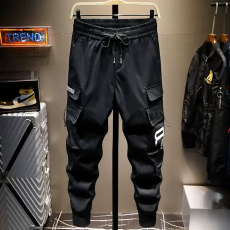 春夏款工装裤男潮牌宽松机能痞帅裤子男韩版潮流束脚休闲长裤多袋商品大图