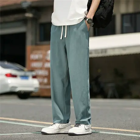 棉麻休闲裤男夏季薄款oversize阔腿宽松裤子美式高街亚麻直筒裤商品大图