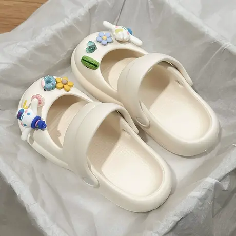 可爱卡通两穿拖鞋洞洞凉鞋女外穿2023夏季新款厚底防滑度假沙滩鞋商品大图