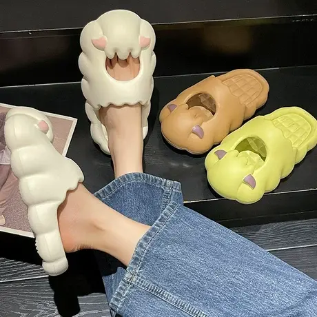 包头凉拖鞋女夏季2023新款可爱卡通小羊踩屎感厚底外穿防滑沙滩鞋商品大图