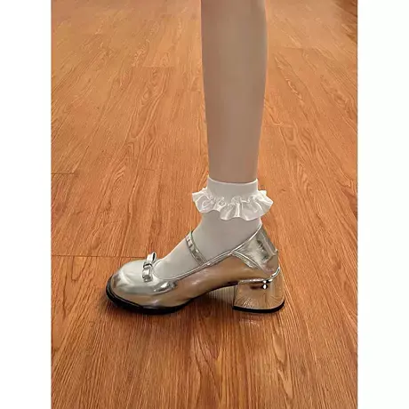 温柔小银鞋单鞋女高级感浅口配裙子法式银色玛丽珍鞋小皮鞋夏日系图片