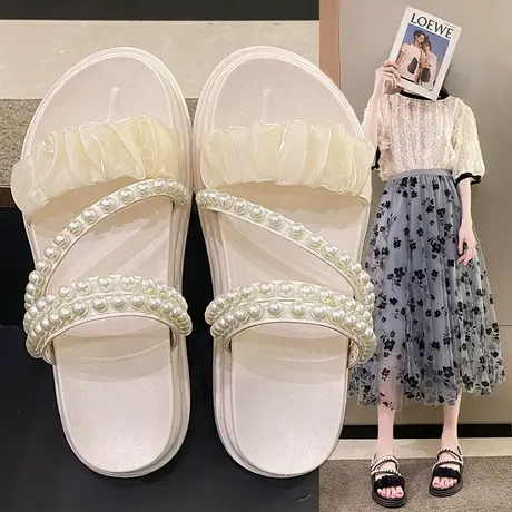 踩屎感软底凉拖鞋女夏外穿网红2023新款花朵两穿凉鞋仙女风沙滩鞋图片