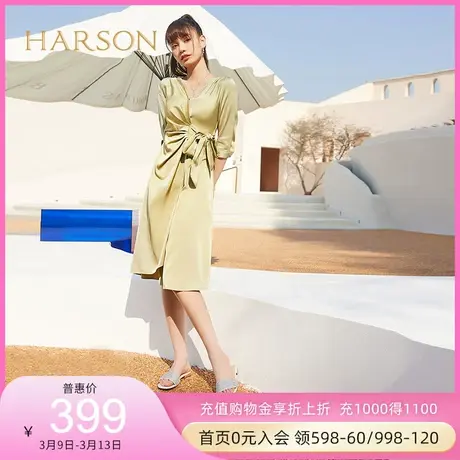 哈森夏季季门店直发休闲方跟圆头时装拖鞋日常水钻拖鞋HM227175图片