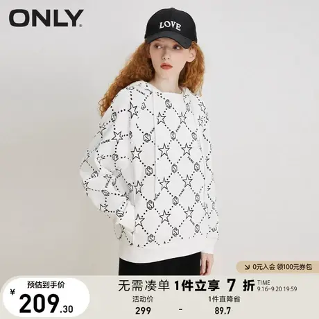 【买4免1】ONLY奥莱夏季时尚潮流休闲显瘦满印连帽卫衣女商品大图
