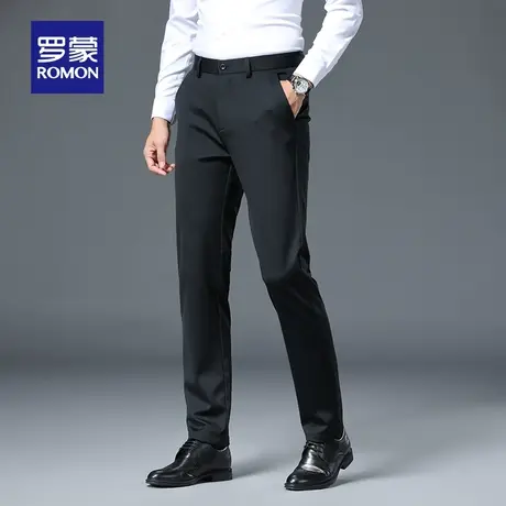 罗蒙男士休闲裤秋冬新款商务宽松直筒西装裤中年加绒保暖长裤子男图片