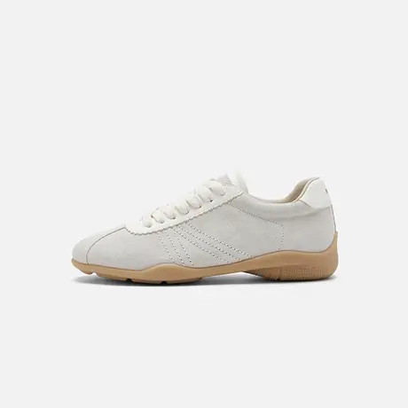 Nine West/玖熙2025夏季新款平底休闲鞋反绒牛皮拼接秀气圆头女鞋图片