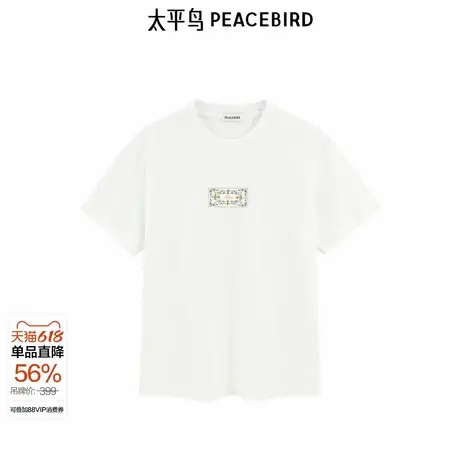 【商场同款】太平鸟男装T恤新款重磅肌理刺绣短袖潮牌 B1CNE36图片