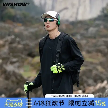 VIISHOW户外运动风速干透气长袖T恤男春季复古宽松百搭防晒上衣商品大图