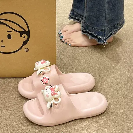 少女心可爱兔子拖鞋女夏季外穿2025新款防滑厚底踩屎感沙滩凉拖鞋商品大图