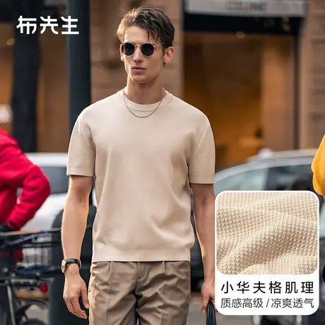 MrBu布先生2025夏季新款宽松纯色针织圆领凉感男士T恤衫ET16155图片