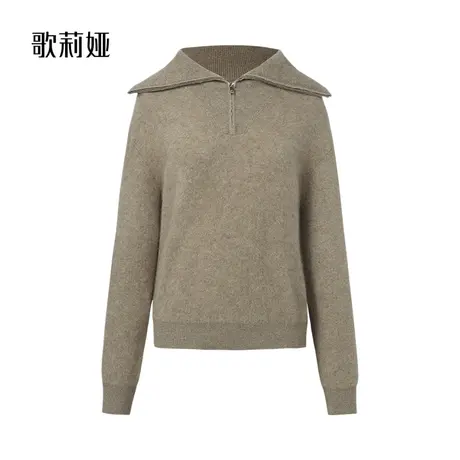 歌莉娅冬季新品温暖羊绒拉毛毛衣慵懒小香纯色套头衫女1BDL5J280图片