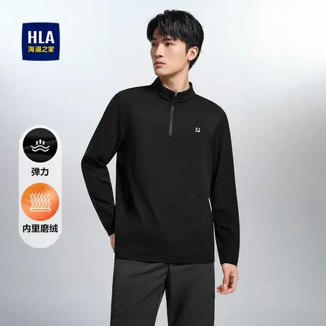 HLA/海澜之家磨绒保暖休闲上衣弹力字母印花休闲风长袖男图片