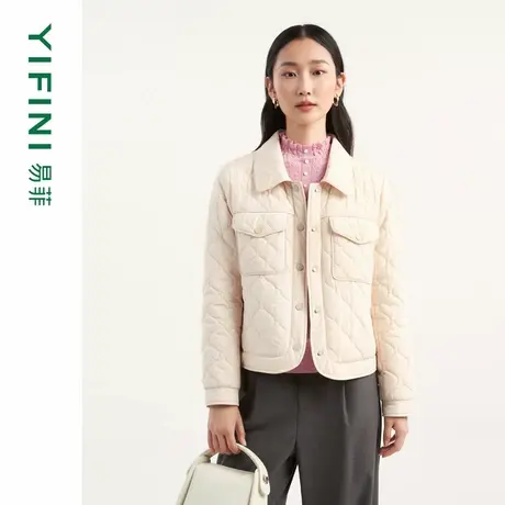 [专柜同款]Yifini/易菲短款轻薄款翻领百搭棉服宽松棉衣外套女冬商品大图