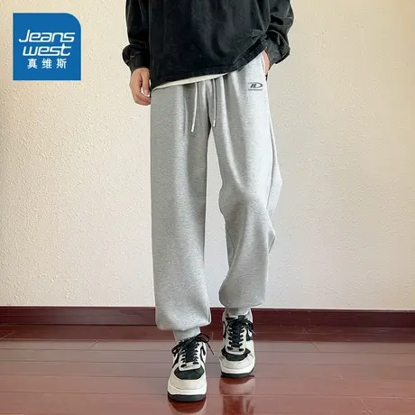 JR真维斯男式显高印花宽松卫裤 2025秋季新品男款显瘦束脚长裤子商品大图
