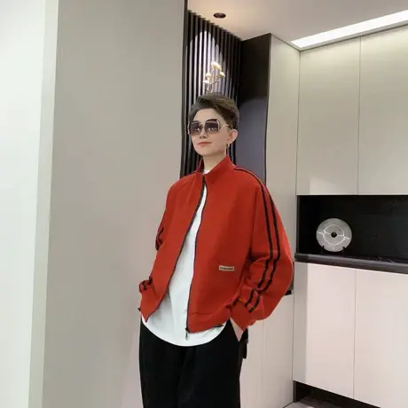 2025年秋季新款休闲百搭宽松韩版显瘦时尚外套女运动长袖立领卫衣商品大图