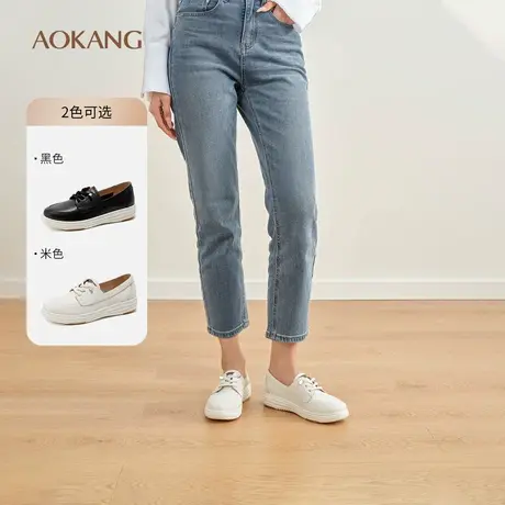 奥康 女鞋2025春季休闲鞋真皮一脚蹬懒人鞋套脚舒适平底鞋商品大图