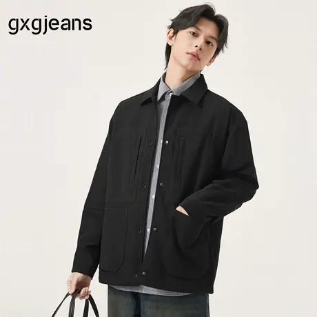 gxg.jeans男装秋季新款翻领长袖衬衫J24X033045图片