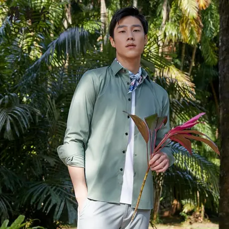 【氧气衬衫】V系雅戈尔衬衫秋季商务休闲透气易打理通勤长袖衬衫商品大图