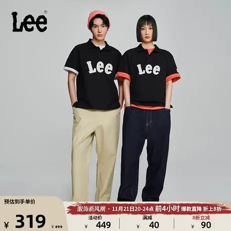 Lee商场同款舒适版经典黑白色男女同款短袖Polo衫潮LUT006678101图片