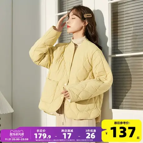 唐狮棉服女2023年冬季新款超好看圆领设计感棉衣秋冬流行棉袄外套图片