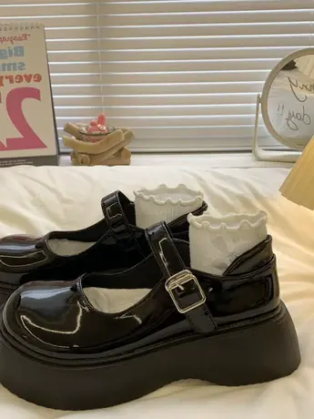 潮牌松糕厚底玛丽珍单鞋女秋季百搭一字扣日系jk复古英伦风乐福鞋商品大图