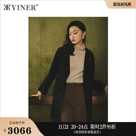 YINER音儿女装冬季西装领纯羊毛双面呢大衣商品大图
