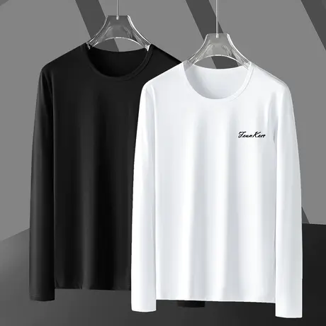 莫代尔长袖t恤男装2024新款秋季小衫内搭秋衣服男圆领打底衫体恤商品大图