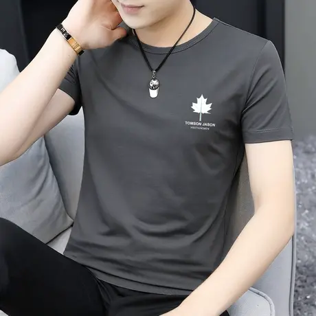 莫代尔冰丝短袖t恤男装2024新款春夏季冰感半袖上衣服潮流打底衫商品大图