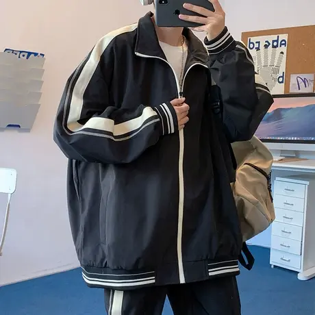 立领外套男士春季潮牌ins港风工装夹克春秋款痞帅男生棒球服上衣商品大图