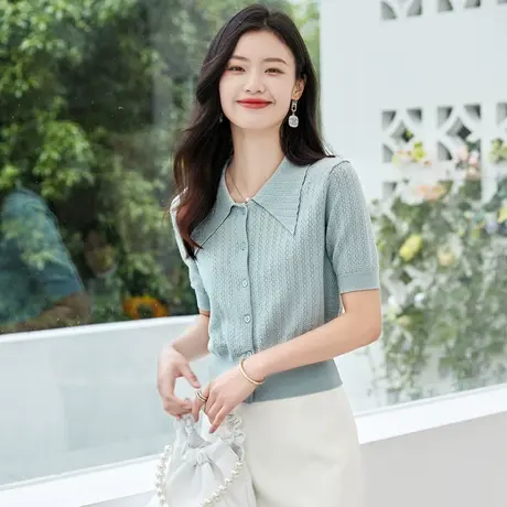 时尚气质百搭短袖针织开衫图片