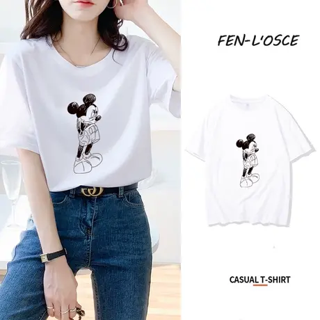 高级感短袖t恤女2023年夏季新款宽松大码复古半袖体恤纯棉上衣潮商品大图