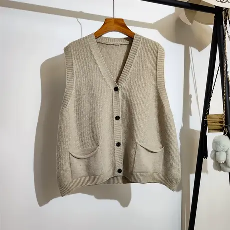 针织马甲开衫女2023秋冬新款v领叠穿设计感小众毛衣背心马夹外套商品大图