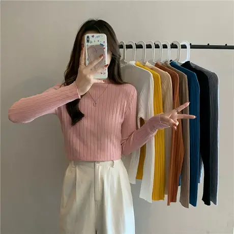 针织衫2024年短新款穿搭初秋冬季上衣女装毛衣早秋chic内搭打底衫图片