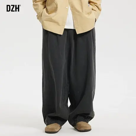 男士黑色宽松牛仔裤男直筒高街裤子潮牌痞帅休闲裤男款阔腿裤秋季商品大图