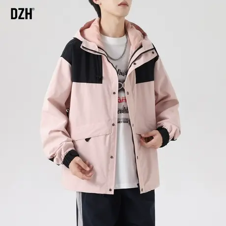 男士冲锋衣男款粉色外套男春秋旅游穿搭男装2023新款衣服秋季夹克商品大图