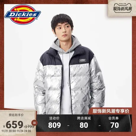 Dickies 羽绒服 工装 男女情侣金属面料拼接外套宽松棉袄图片