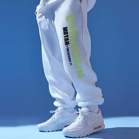 运动裤宽松束脚加肥加大码裤子男潮加绒卫裤长裤胖人束脚裤秋冬款图片