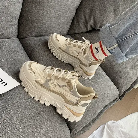 网红老爹鞋女ins潮2023年新款秋季百搭网面透气小白鞋休闲运动鞋商品大图