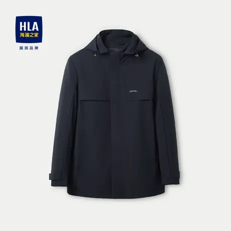 HLA/海澜之家可拆卸帽风衣2024春夏新款工装风纯色弹力字母外套男图片