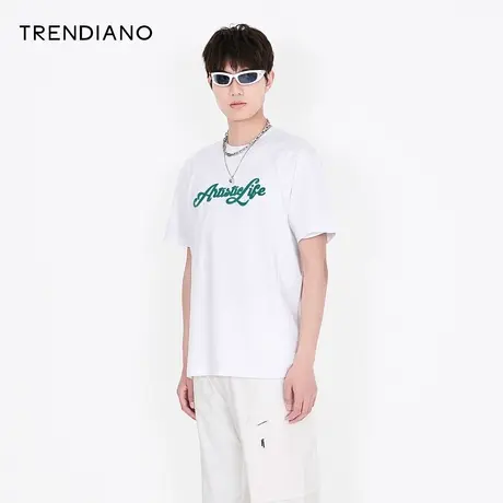 TRENDIANO夏季男装官方潮牌纯棉日系ins街头百搭圆领短袖T恤商品大图