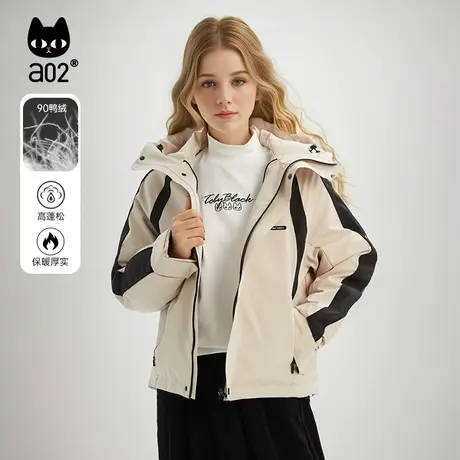 a02脆脆雪花羽绒服冬外套2023新款鸭绒派克型冲锋衣短款保暖外套图片