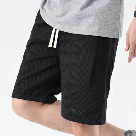 四分针织运动休闲短裤男士五分半截中裤子夏季薄款冰丝沙滩4分裤商品大图