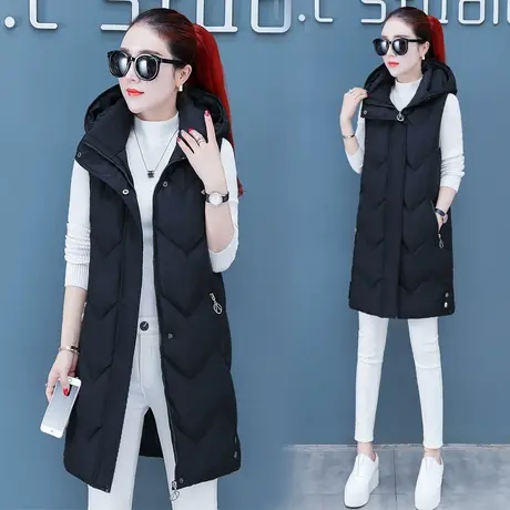 2023秋冬新款羽绒棉衣棉服马甲女中长款外套修身韩版坎肩背心马夹商品大图