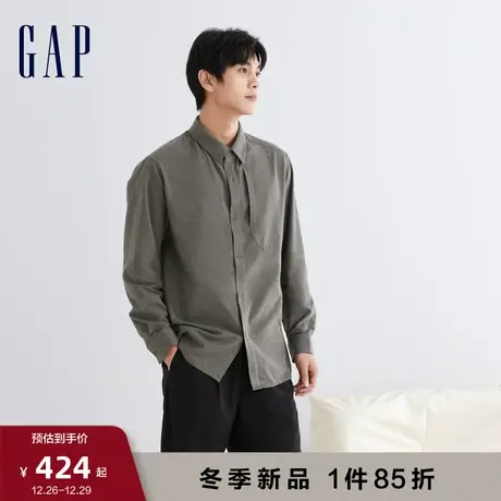 Gap男装春秋LOGO宽松廓形通勤长袖衬衫简约美式休闲上衣840768图片